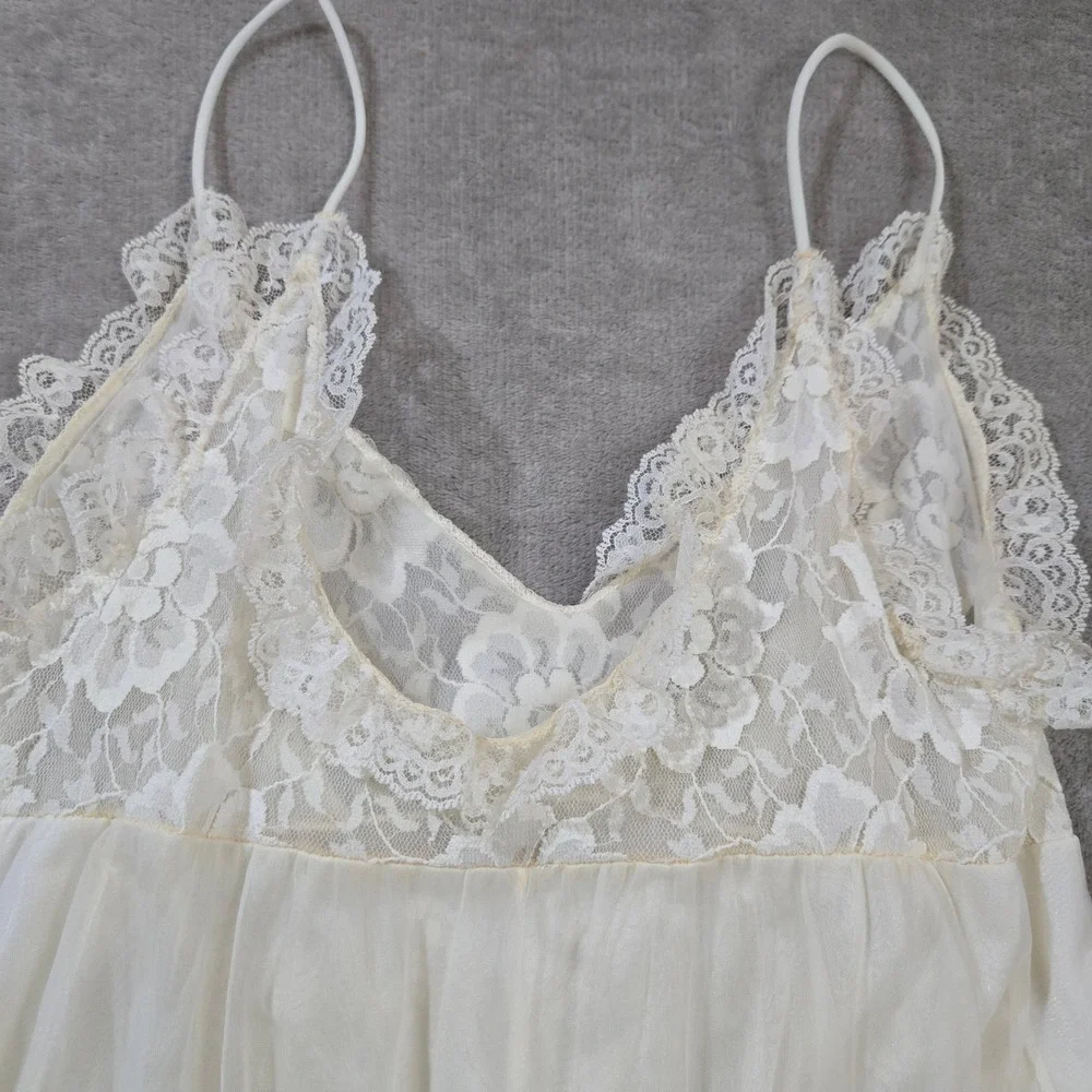 Vtg Tosca Nightgown Robe Peignoir Lingerie Set Sheer Lace Chiffon Medium Bridal